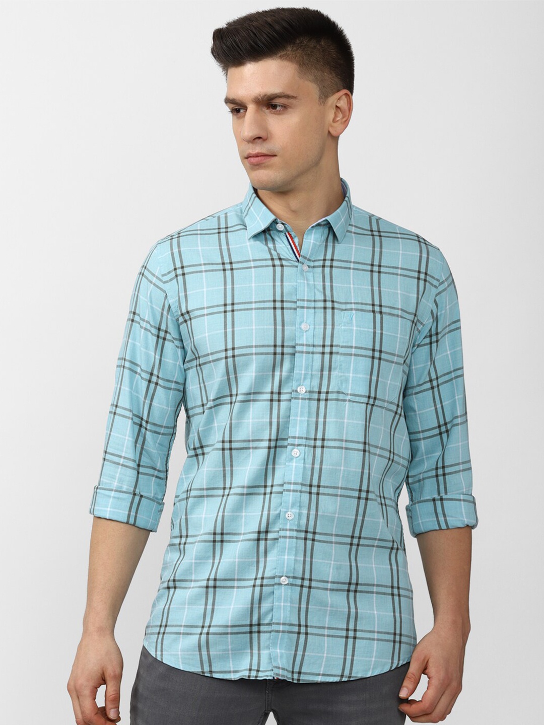 

Van Heusen Sport Men Blue Slim Fit Tartan Checks Casual Shirt