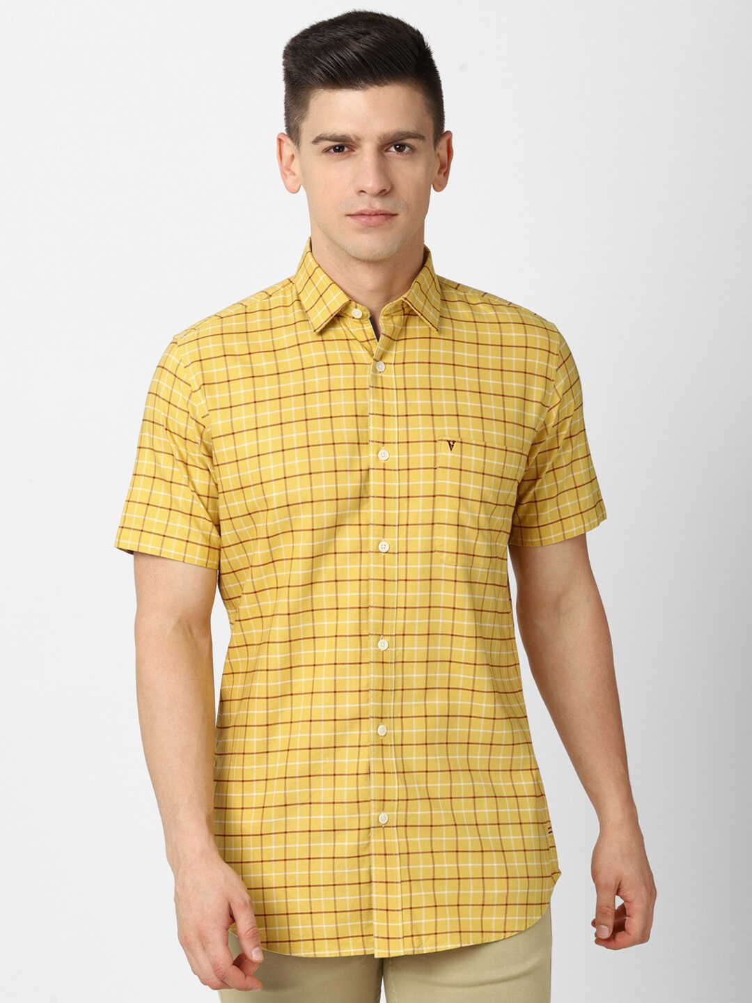

Van Heusen Sport Men Yellow Slim Fit Checked Casual Shirt