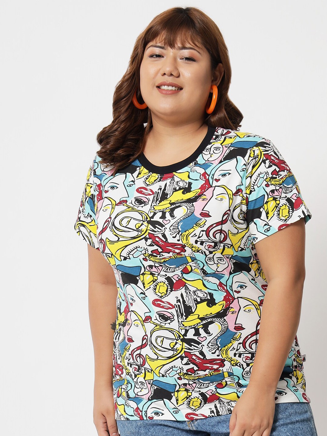 BEYOUND SIZE - THE DRY STATE Women Plus Size Multicoloured Graphic Printed T-shirt, Multi