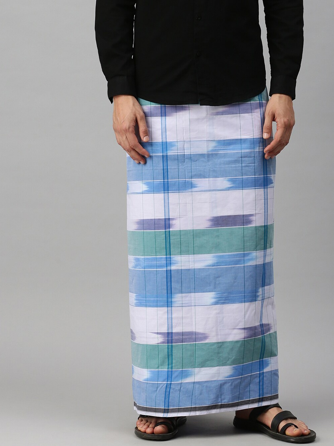 

Ulama Men Multicoloured Striped Pure Cotton Dhotis, Multi
