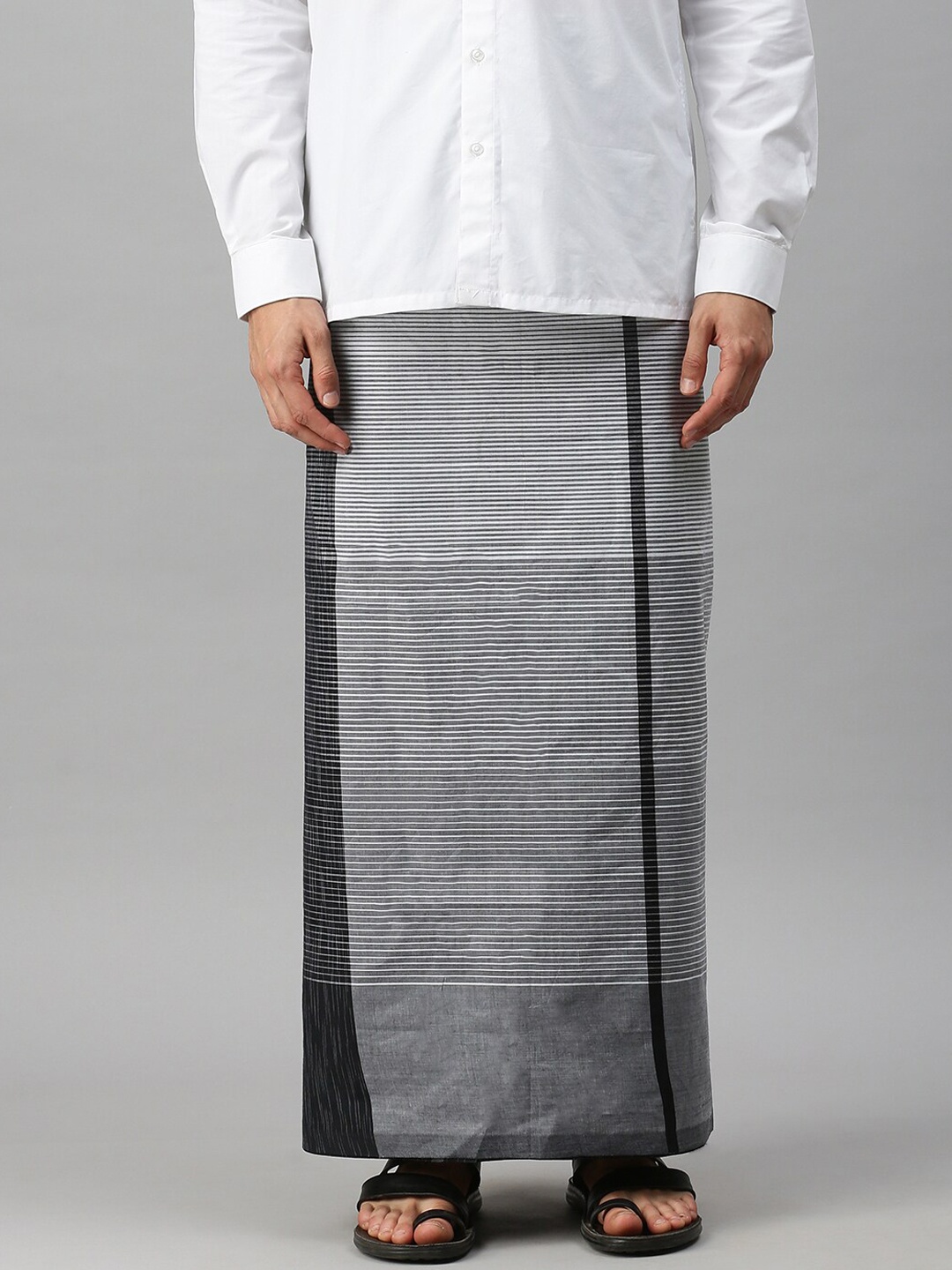 

Ulama Men Black Striped Cotton Dhotis