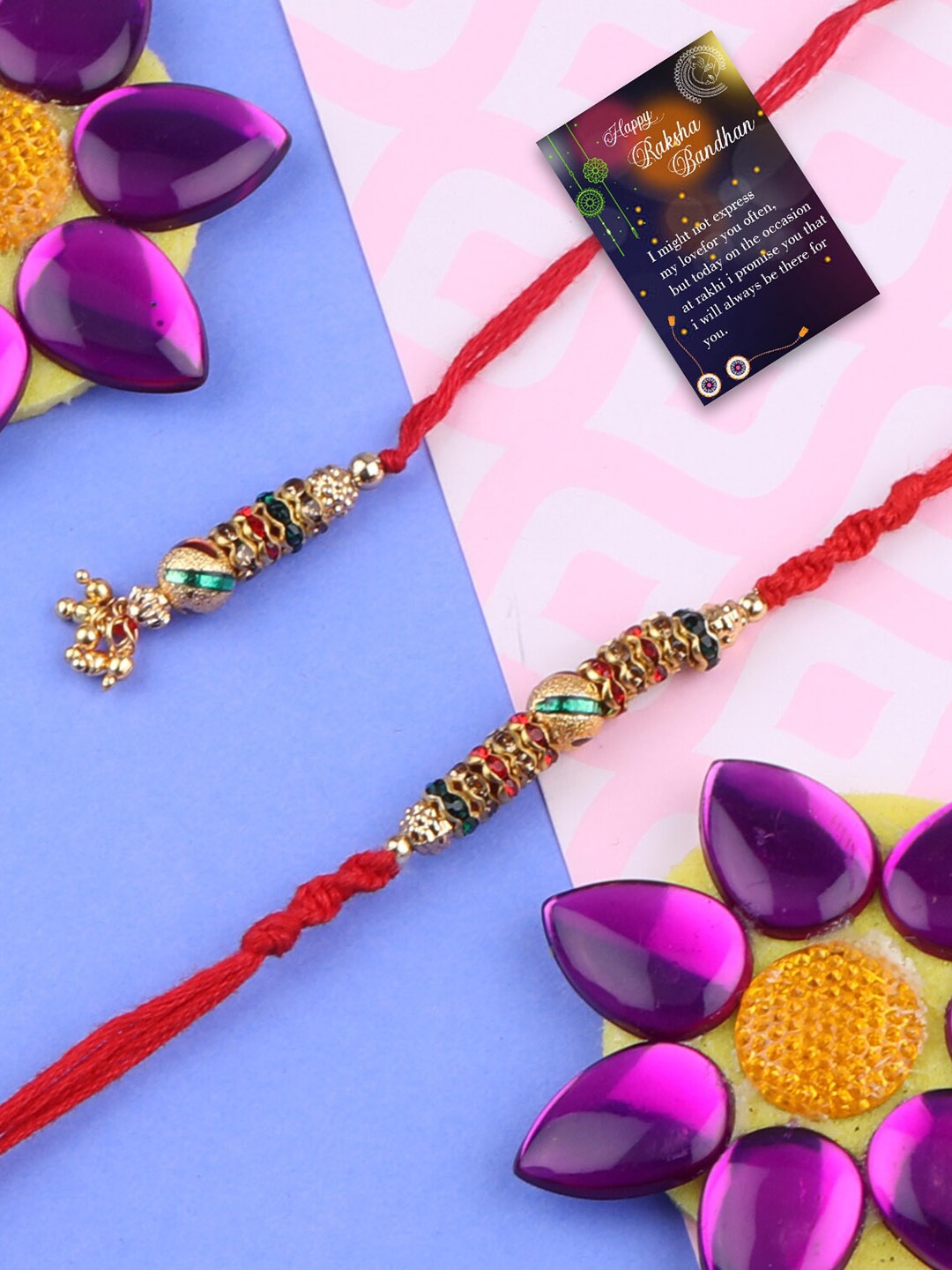 

Silver Shine 1 Rakhi with Roli Chawal Greeting Card, Multi
