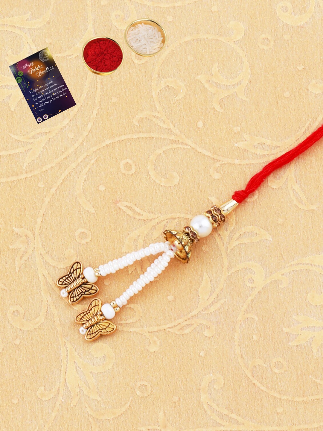 

Silver Shine Multicoloured Bhabhi Rakhi With Roli Chawal Greeting Card, Multi