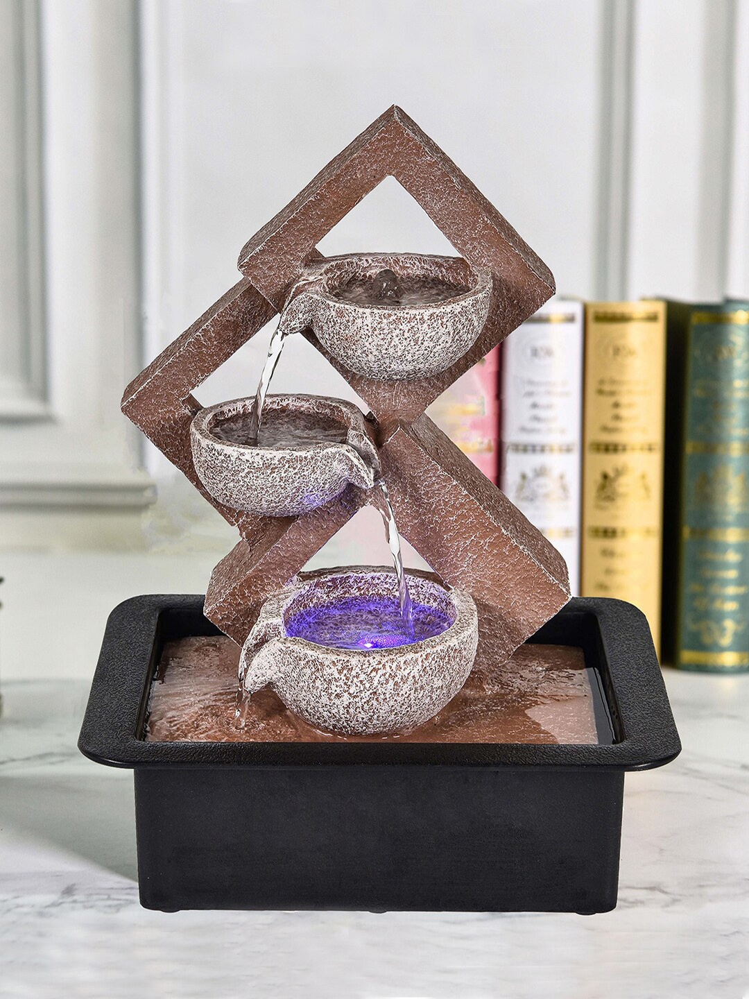 

HomeTown Black Solid Polyresin Triangle Fountains