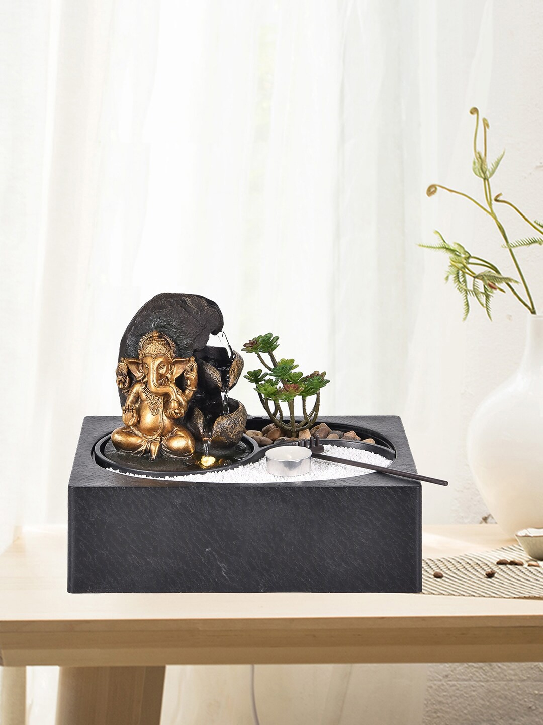

HomeTown Gold & Black Ganesha Idol Polyresin Fountains