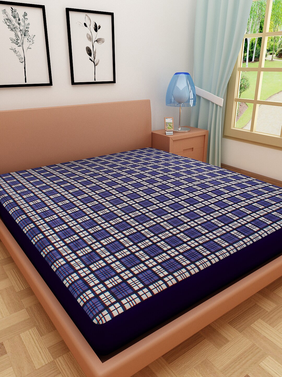 

DREAM CARE Blue Checked Mattress Protector