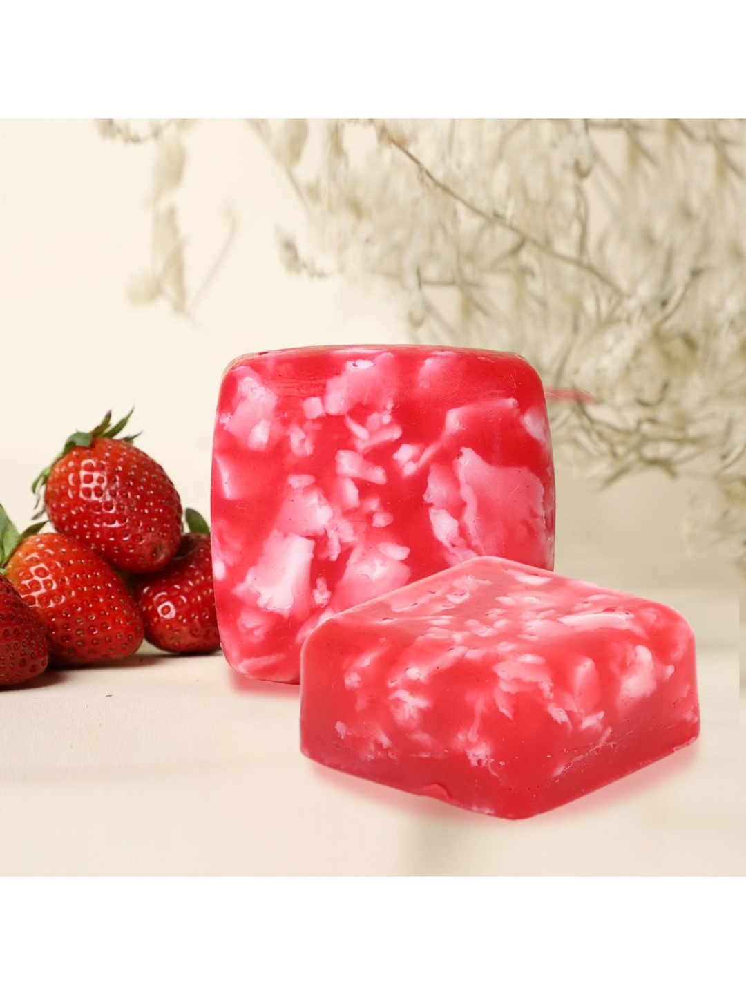 

Stay Soapy Set of 2 Premium Strawberry Bathing Soap with Pure Essential Oil - 120 g Each, Red