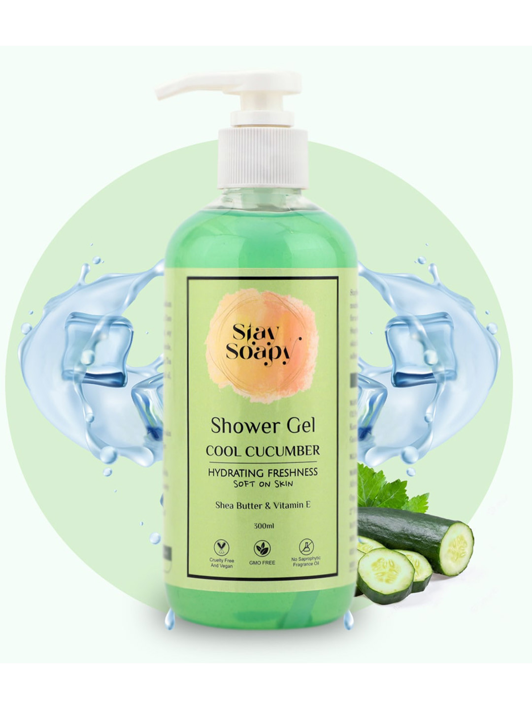 

Stay Soapy Hydrating Freshness Cool Cucumber Shower Gel with Shea Butter - 300 ml, Green