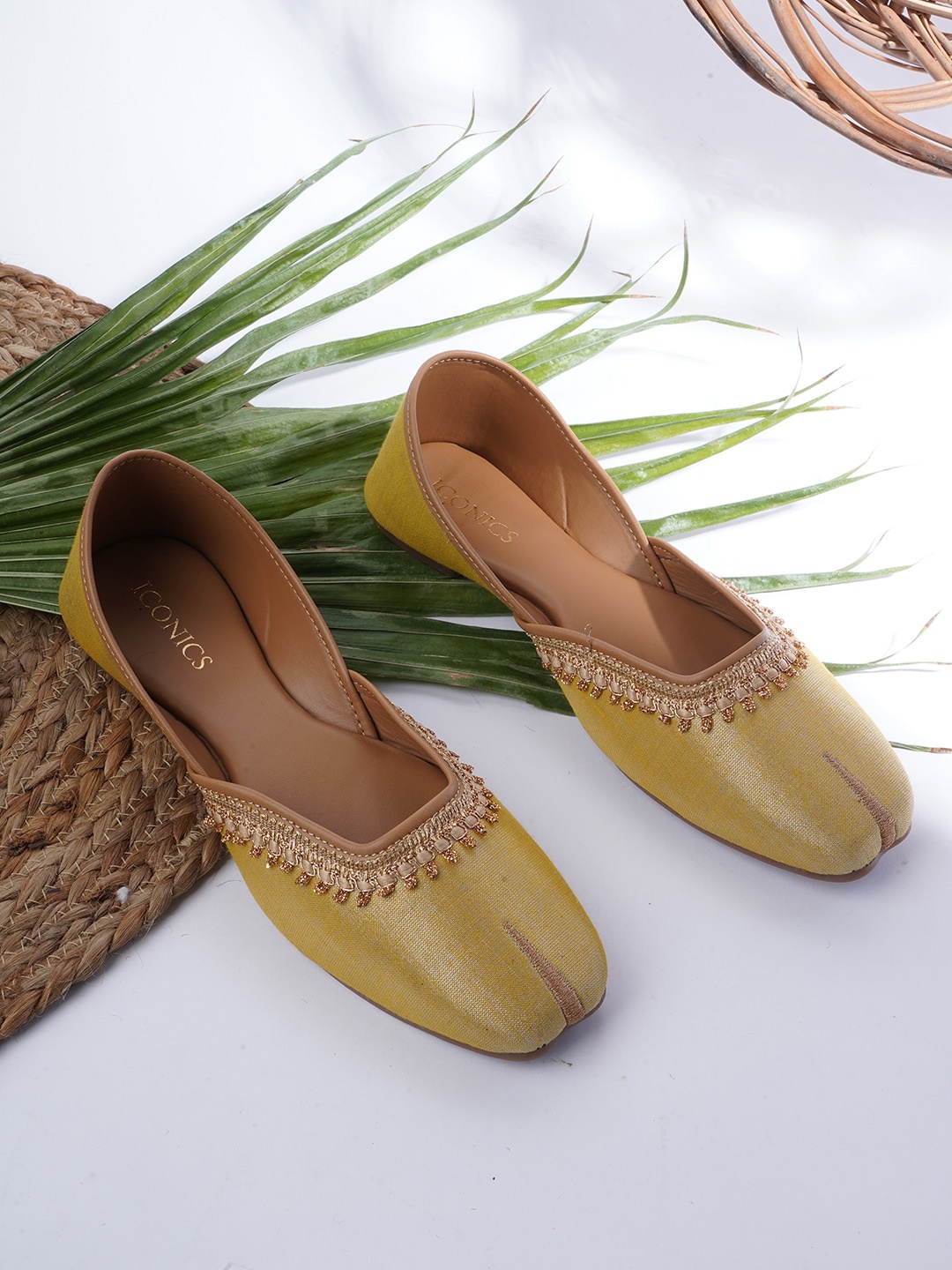 

ICONICS Women Yellow Ethnic Ballerinas Flats