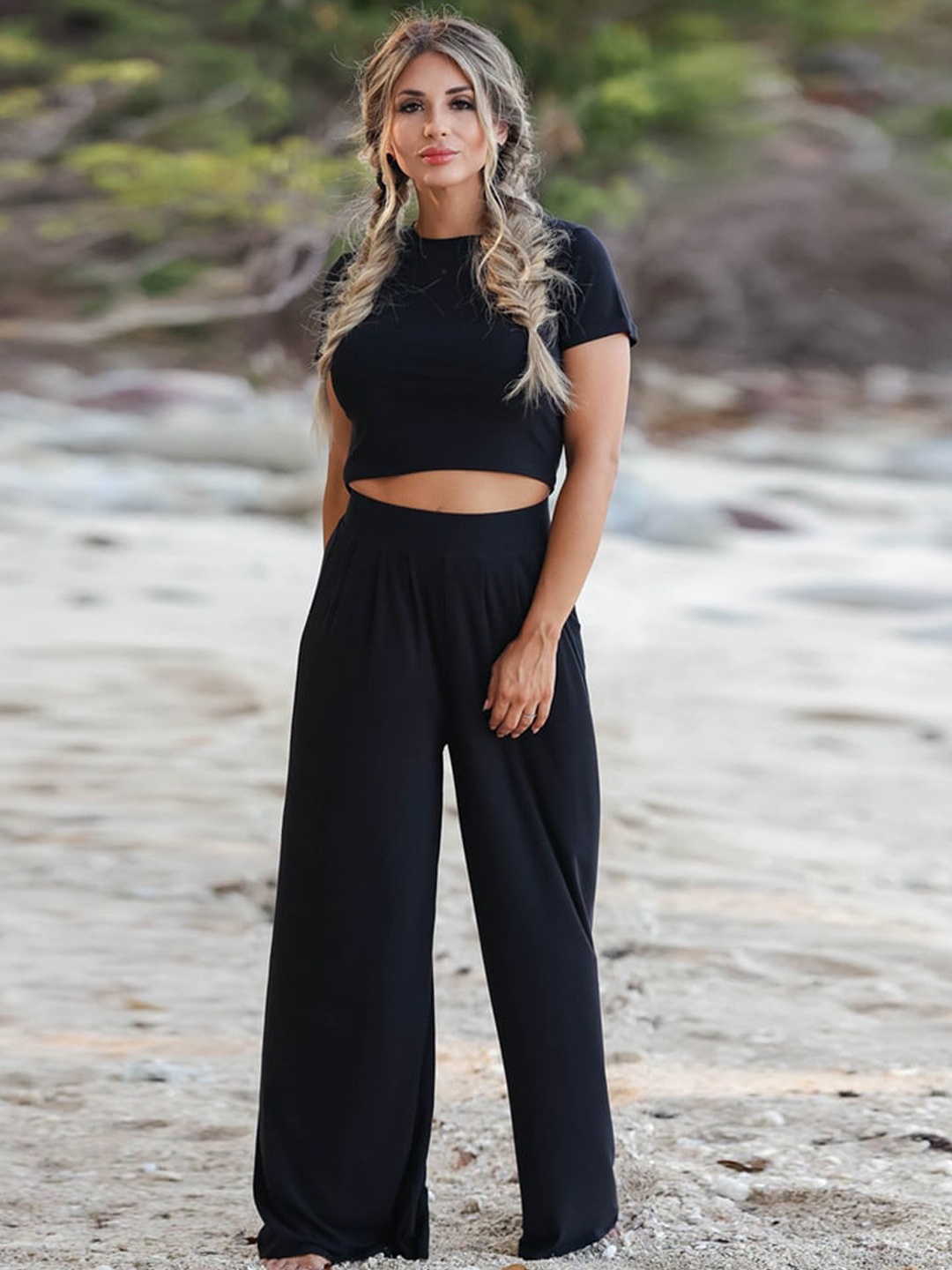 

BoStreet Top with Palazzos, Black