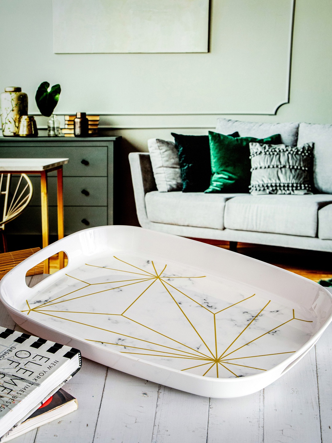 

Stehlen White Printed Oval Melamine Tray