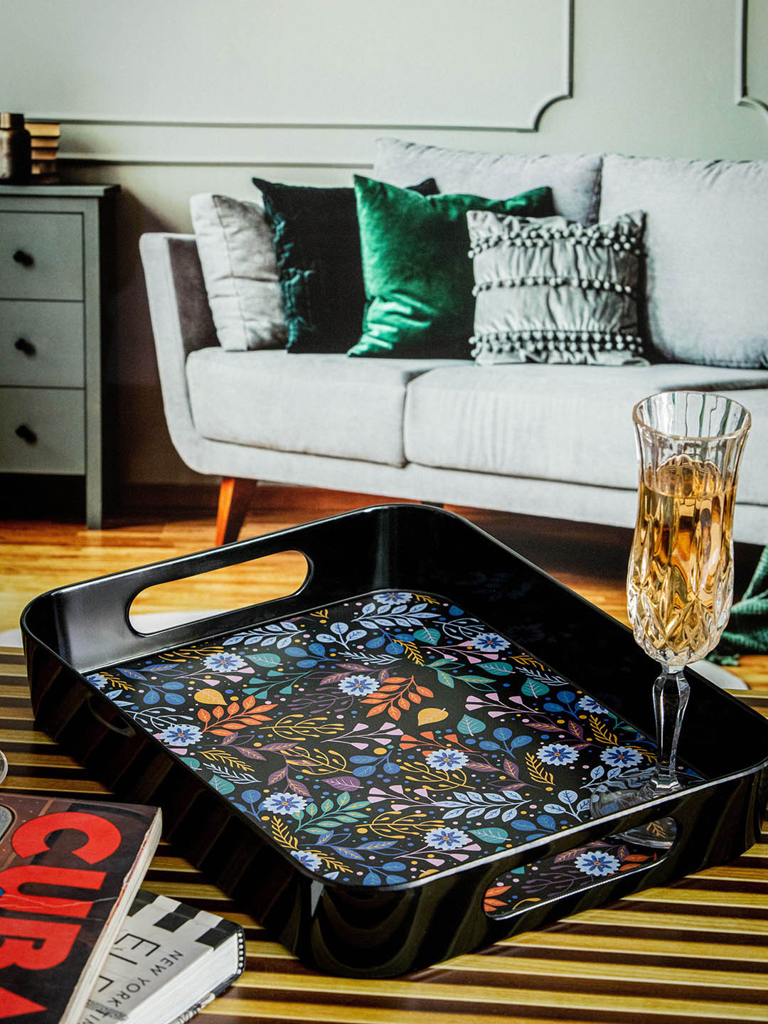 

Stehlen Black & Blue Printed Melamine Trays