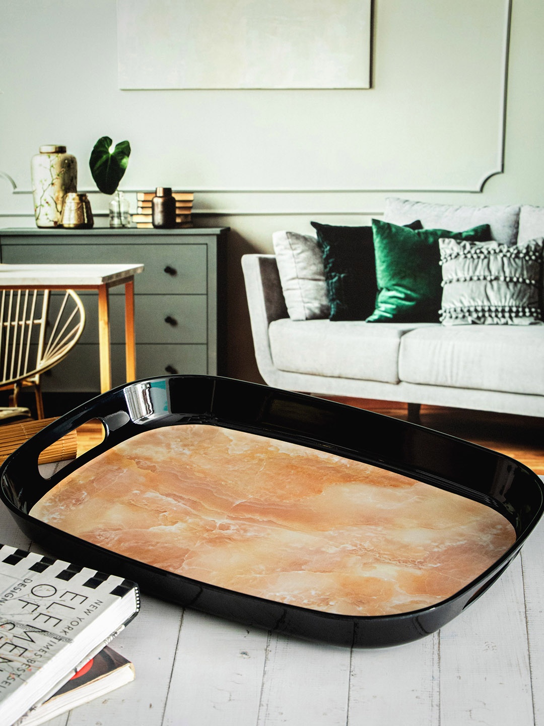 

Stehlen Brown Solid Oval Serving Tray