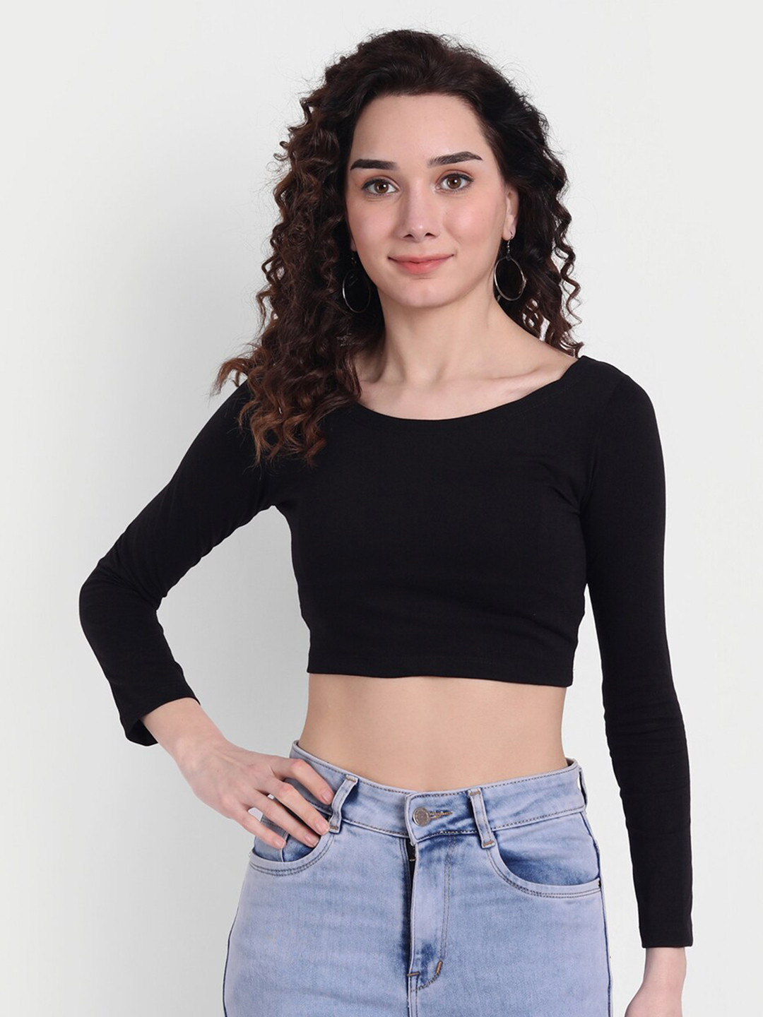 

COLOR CAPITAL Women Black Crop Top