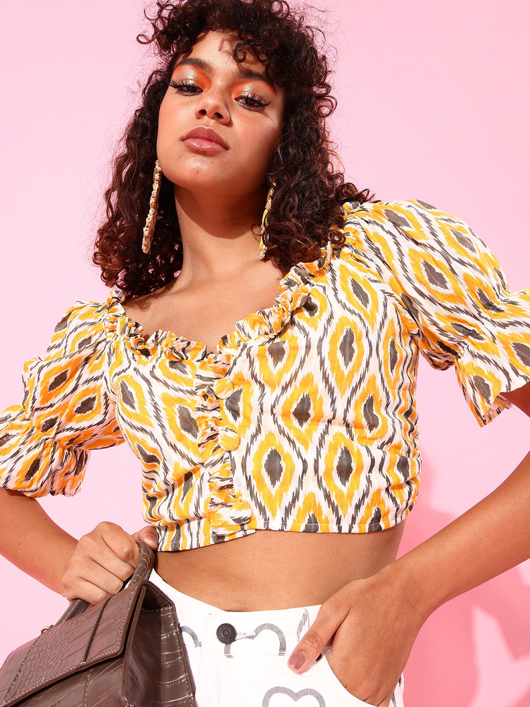 

HERSHEINBOX Multi-Coloured Abstract Ruffle Top