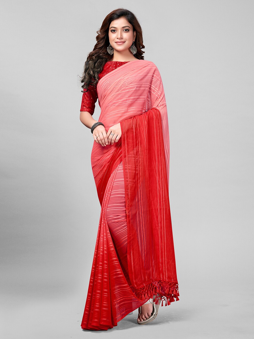 

Mitera Pink Embellished Sequinned Saree