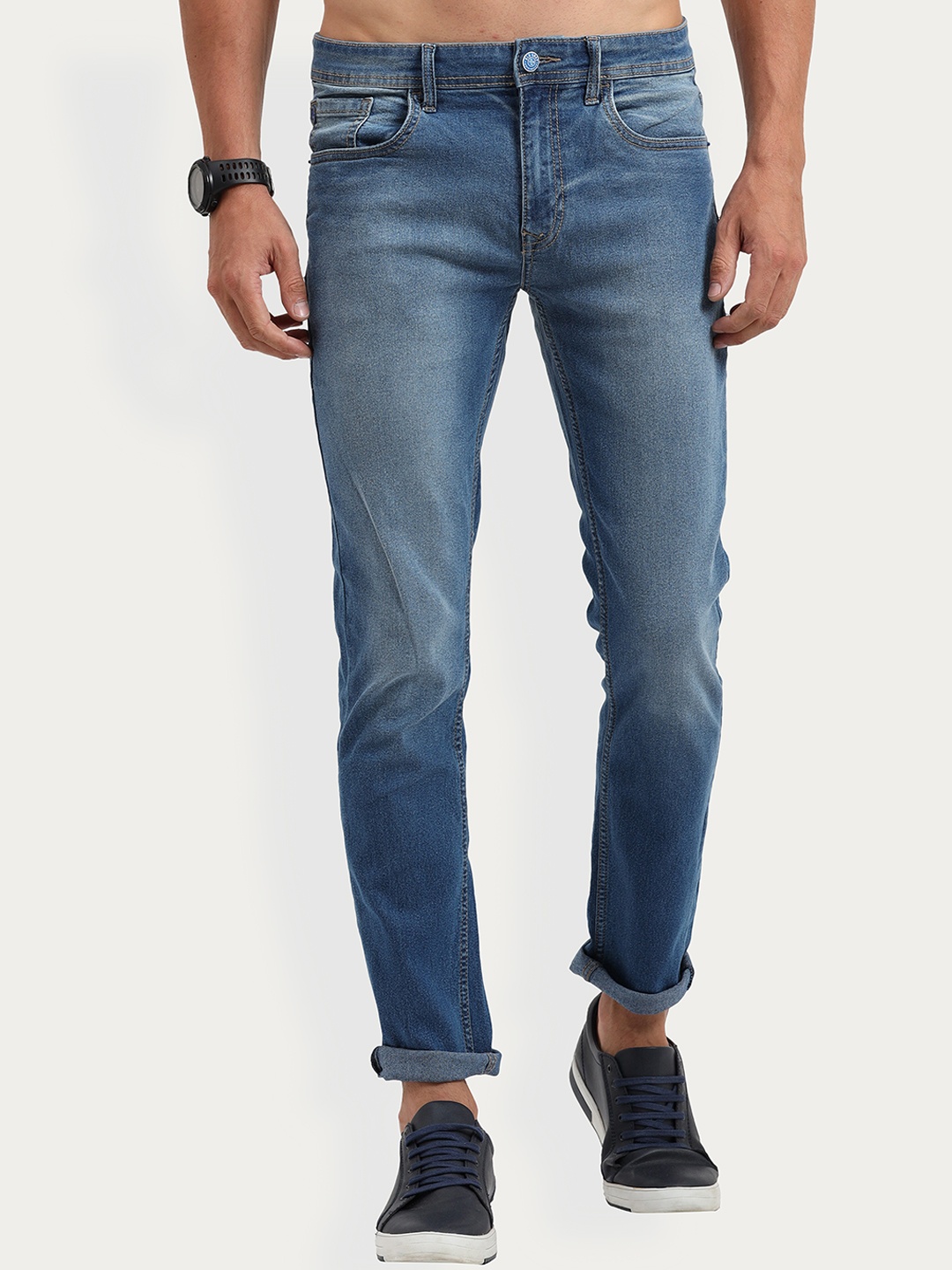 

Old Grey Men Blue Slim Fit Light Fade Stretchable Jeans