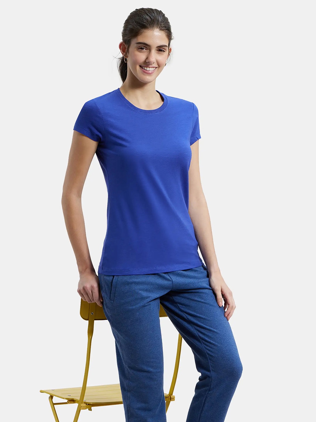 

Jockey Regular Fit Solid Round Neck T-Shirt, Blue