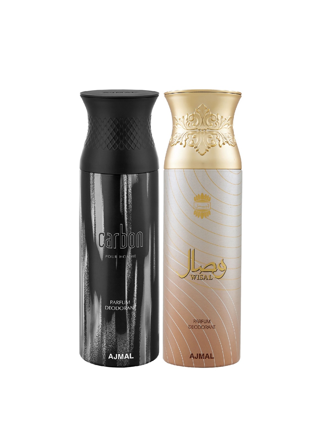 

Ajmal Set of 2 Wisal Deodorant & Men Carbon Deodorant - 200 ml each, Black