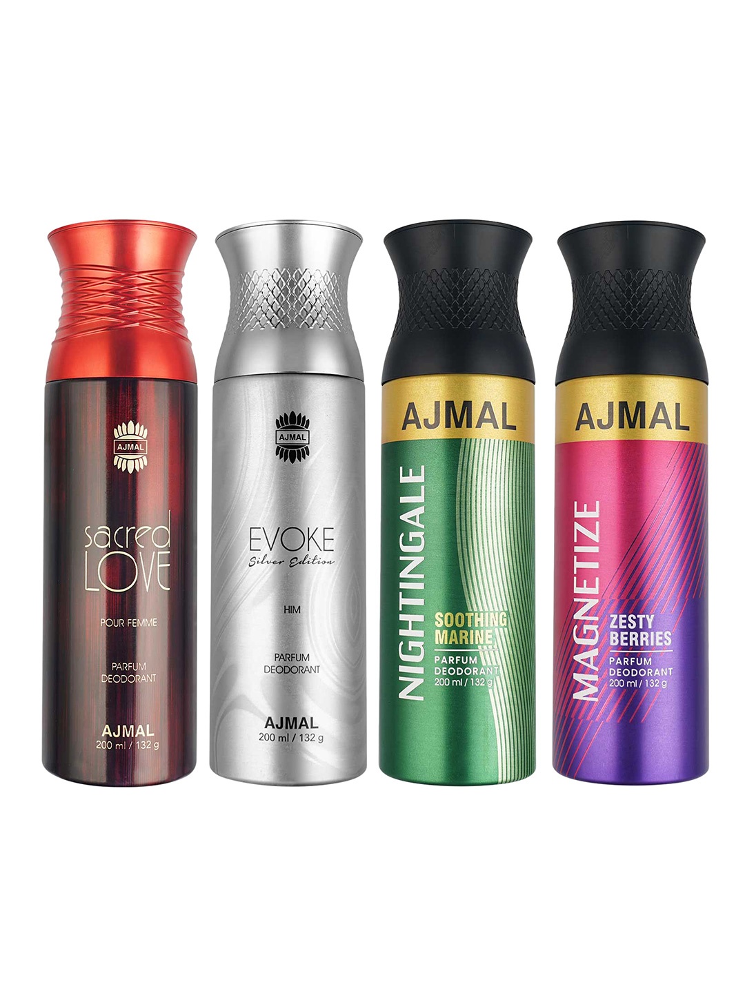 

Ajmal Pack of 4 Perfume Deodorants - 200ml each, Multi