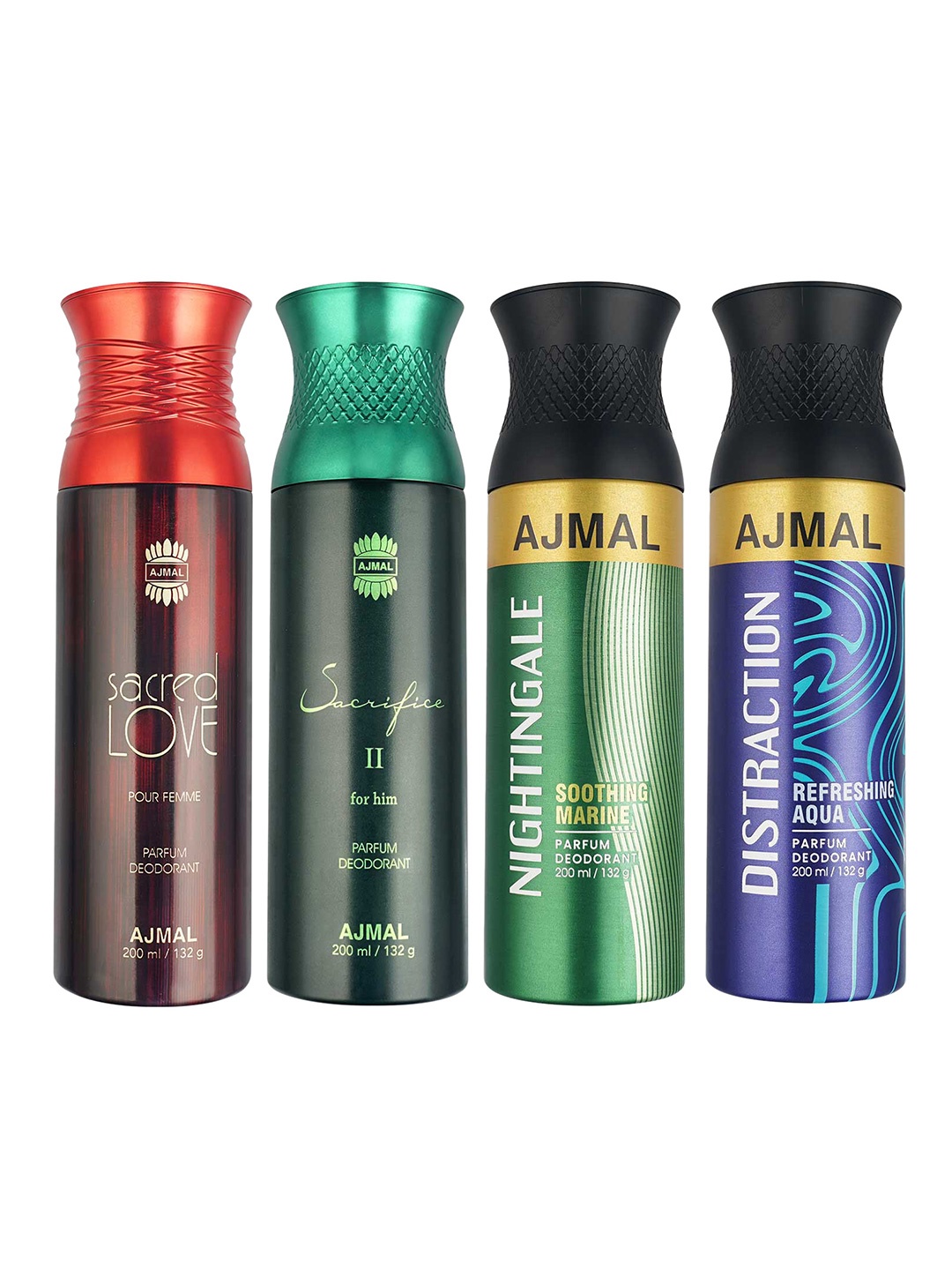 

Ajmal Set of 4 Perfume Deodorants - 200ml each, Multi