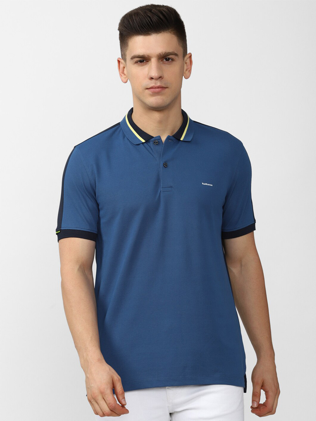 

Van Heusen Men Blue Polo Collar T-shirt