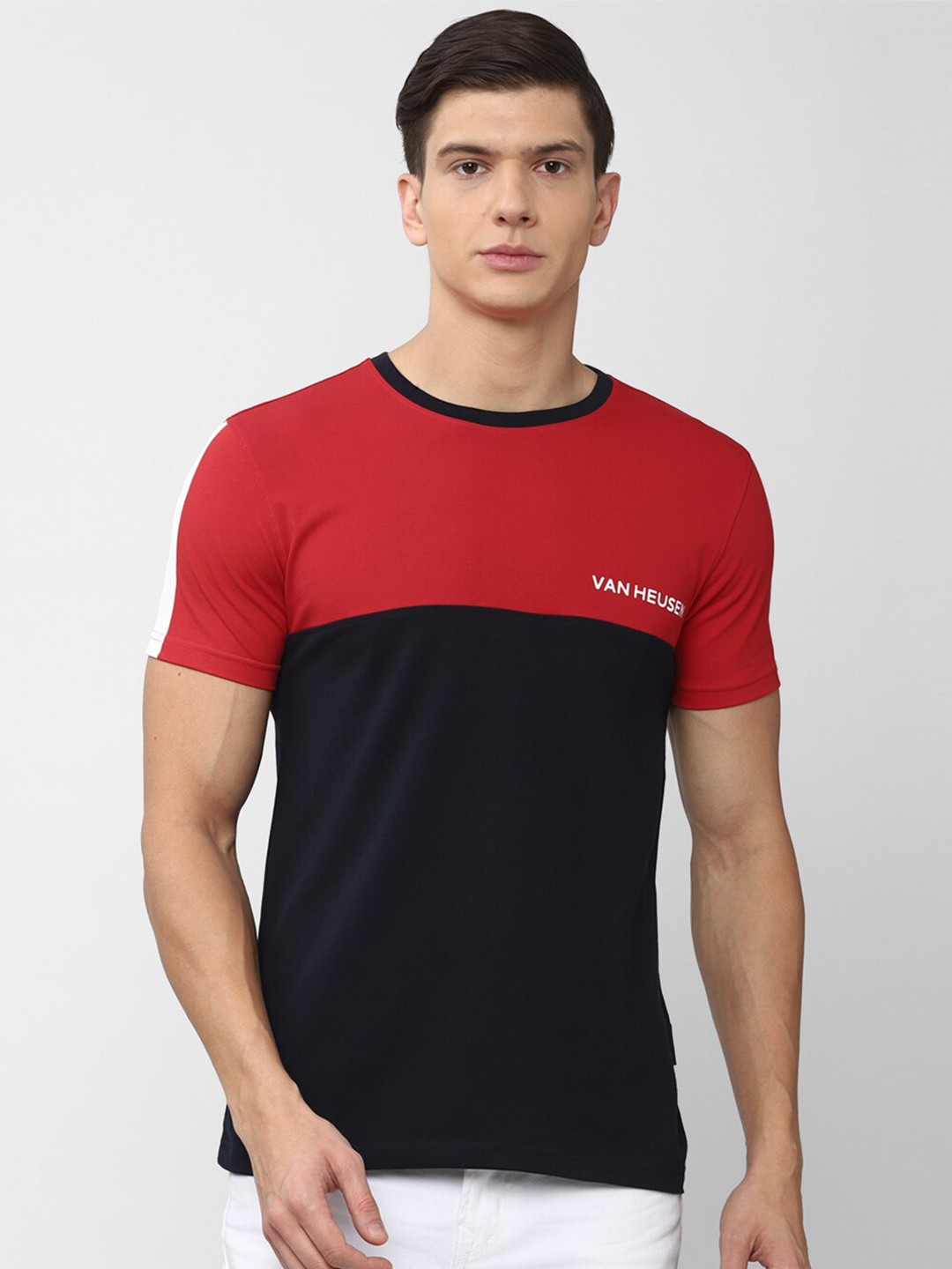 

Van Heusen Sport Men Navy Blue Colourblocked T-shirt