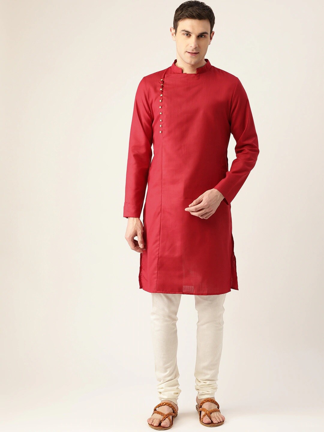 

Molly & Michel Men Maroon Solid Kurta