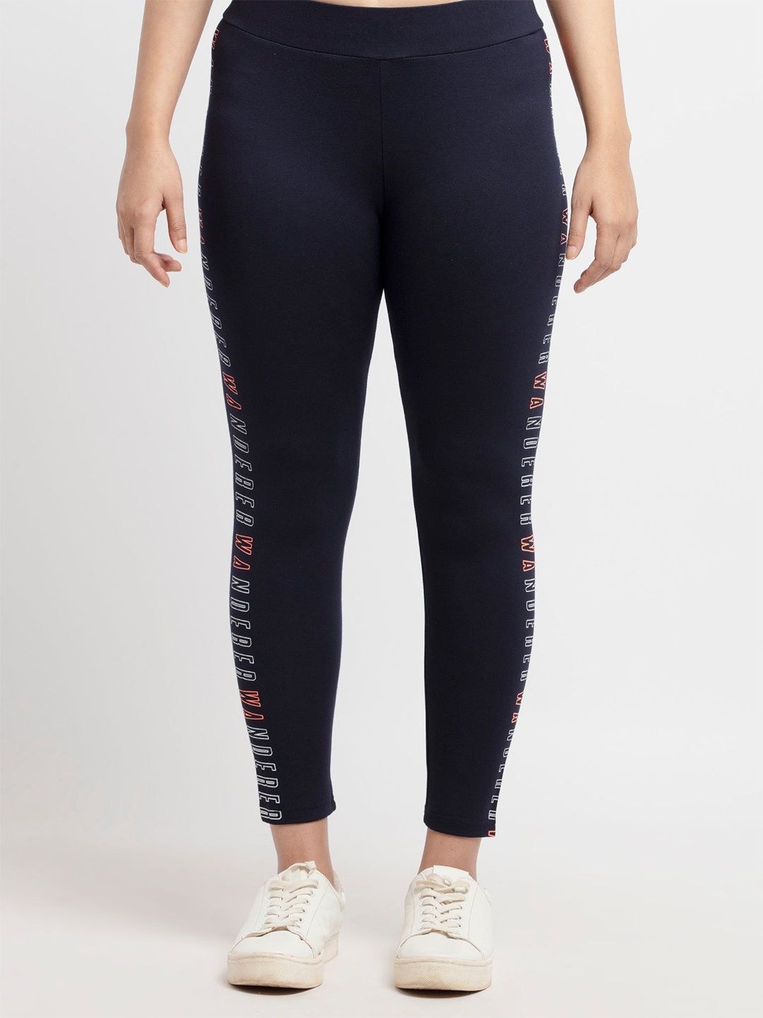 

Status Quo Women Navy Blue Side Printed High Rise Jeggings