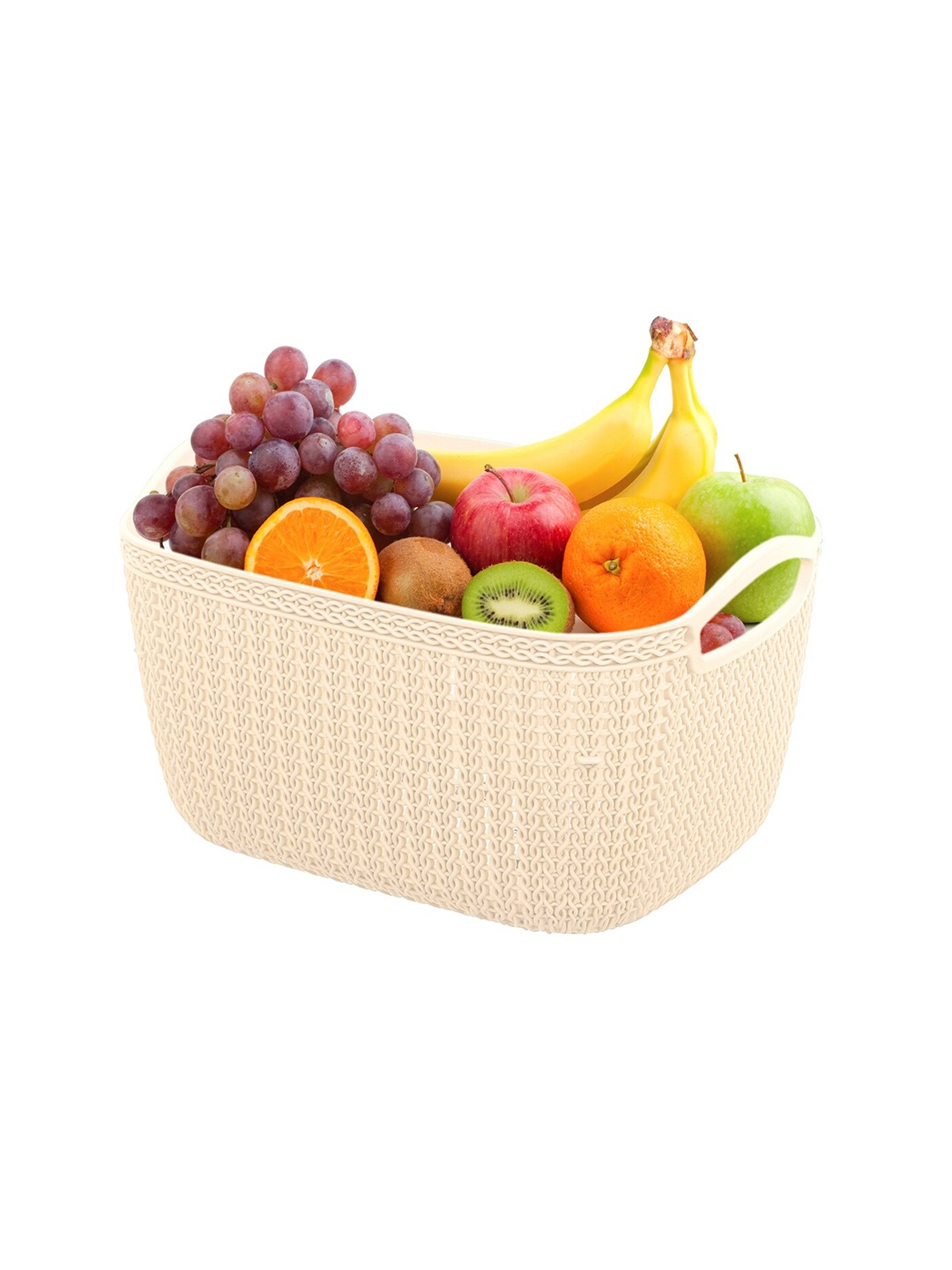 

Kuber Industries Cream-Colored Set Of 4 Dishwasher Safe Textured Multipurpose Basket