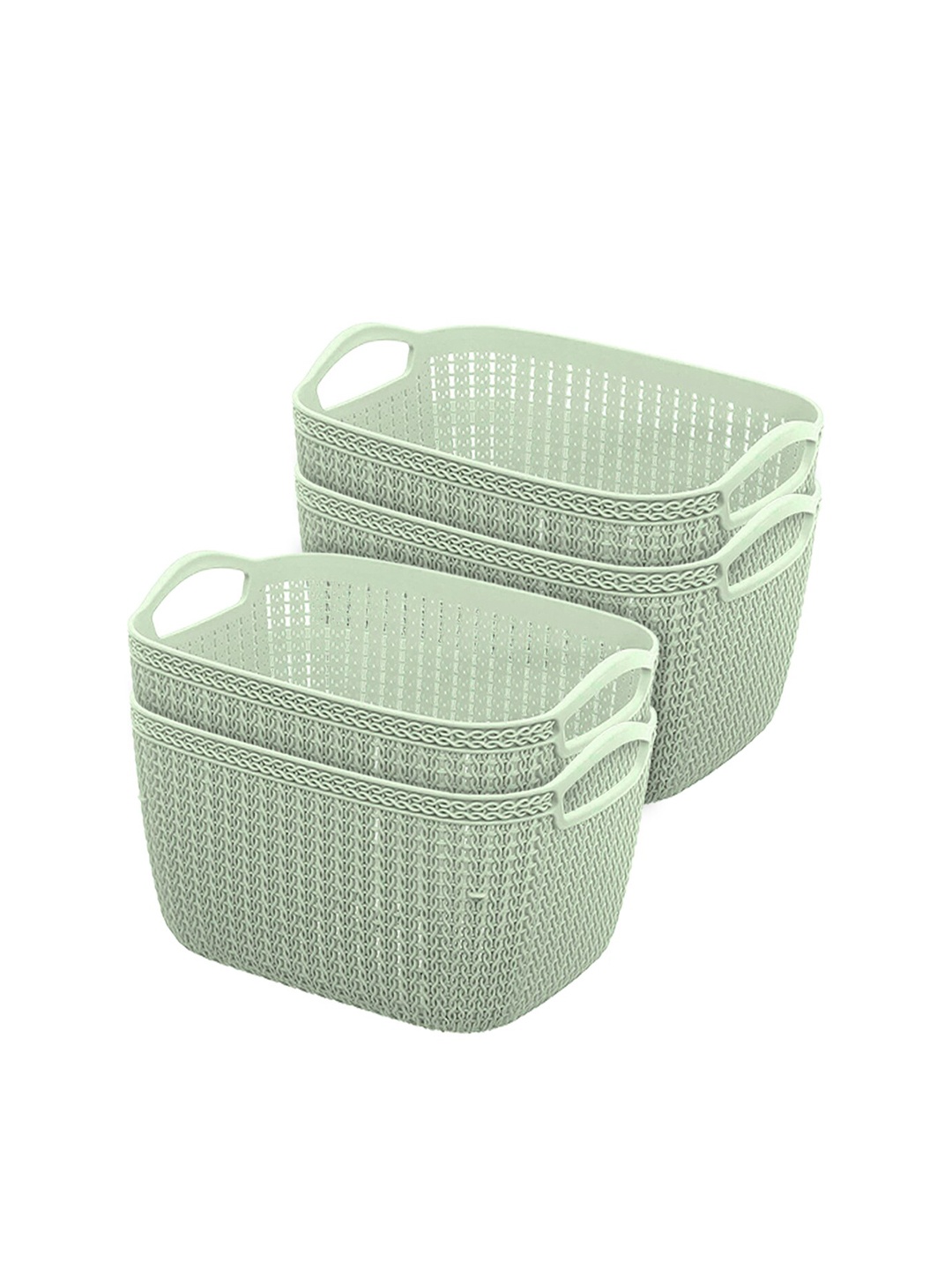

Kuber Industries Green Set Of 4 Dishwasher Safe Unbreakable Plastic Storage Basket