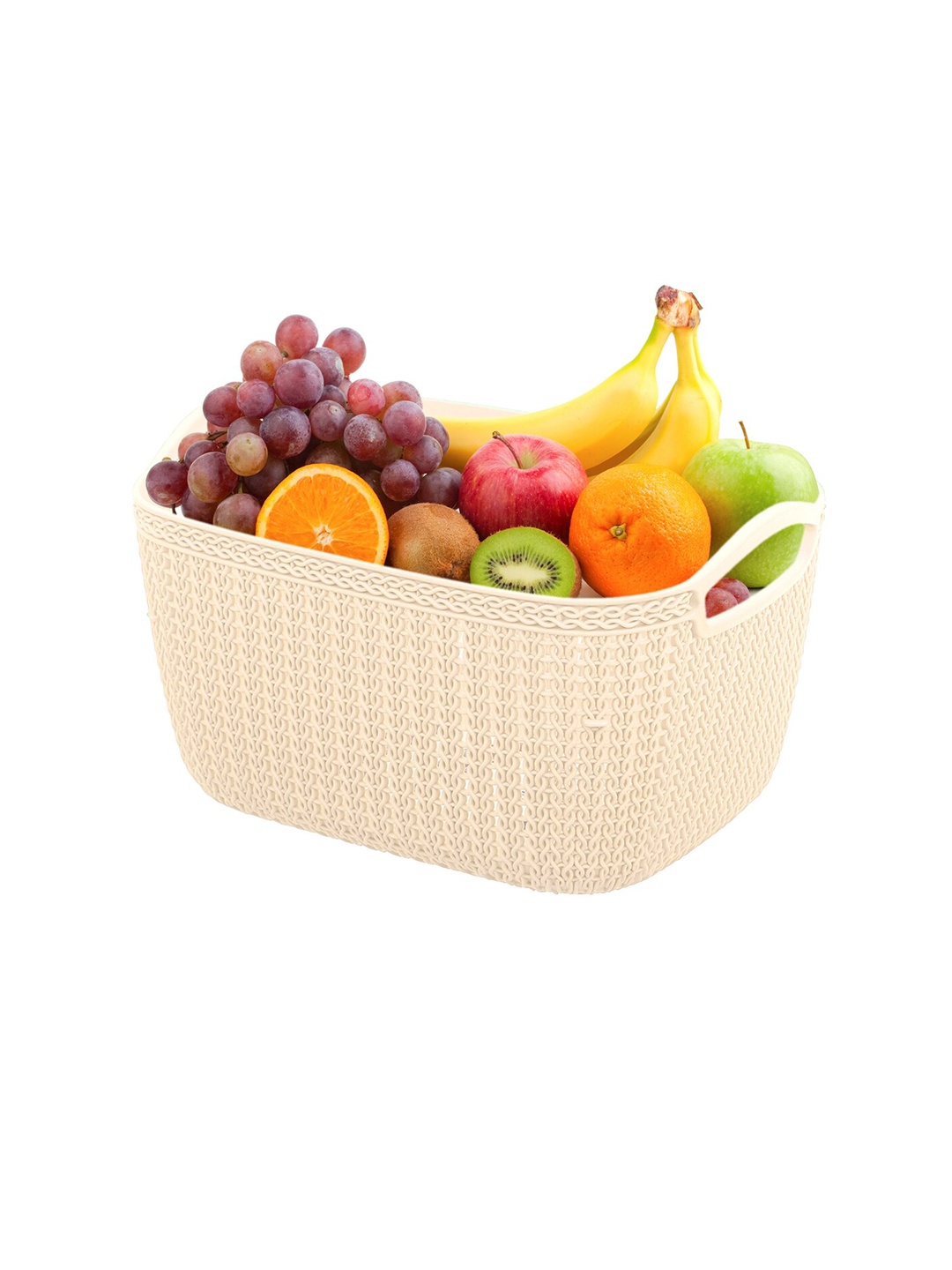 

Kuber Industries Cream Set Of 3 Dishwasher Safe Textured Fruit Vegetable Baskets