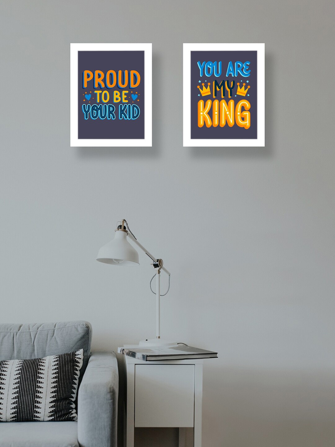 

Golden Peacock Set Of 2 White & Yellow Father Day Printed Wall Hanging Photo Frames
