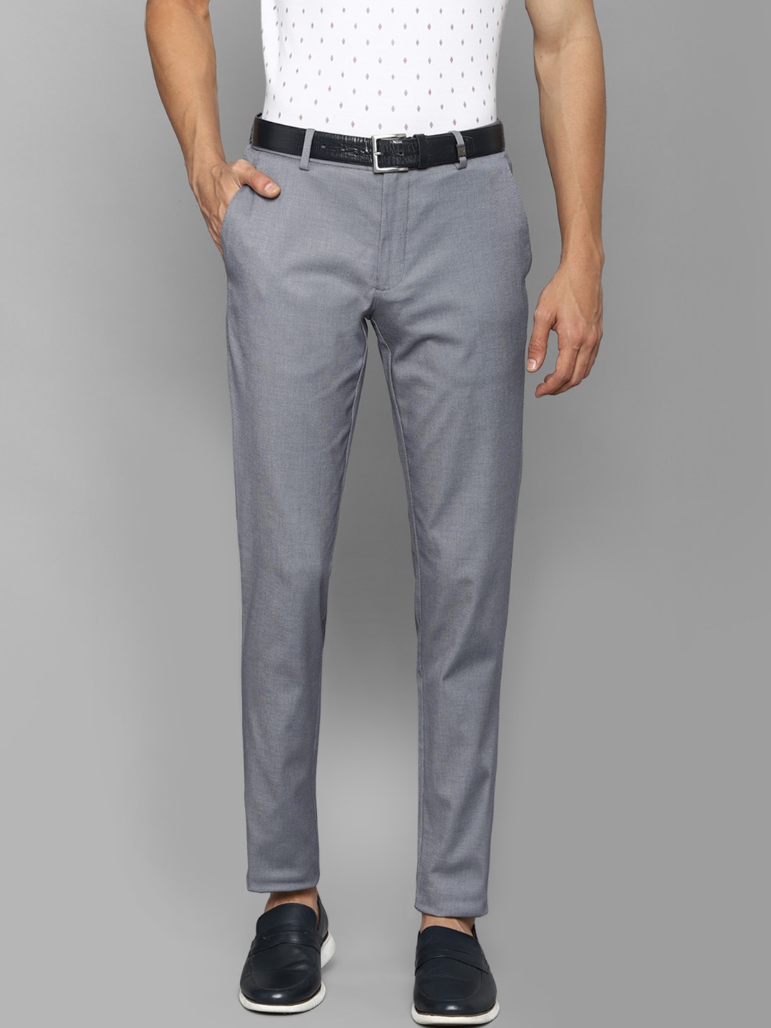 

Louis Philippe Sport Men Grey Textured Slim Fit Trousers