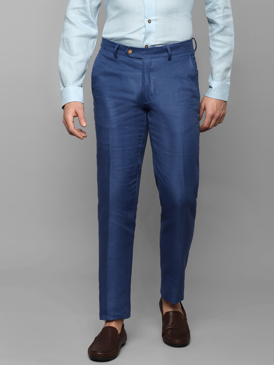 

Luxure by Louis Philippe Men Blue Slim Fit Linen Trousers