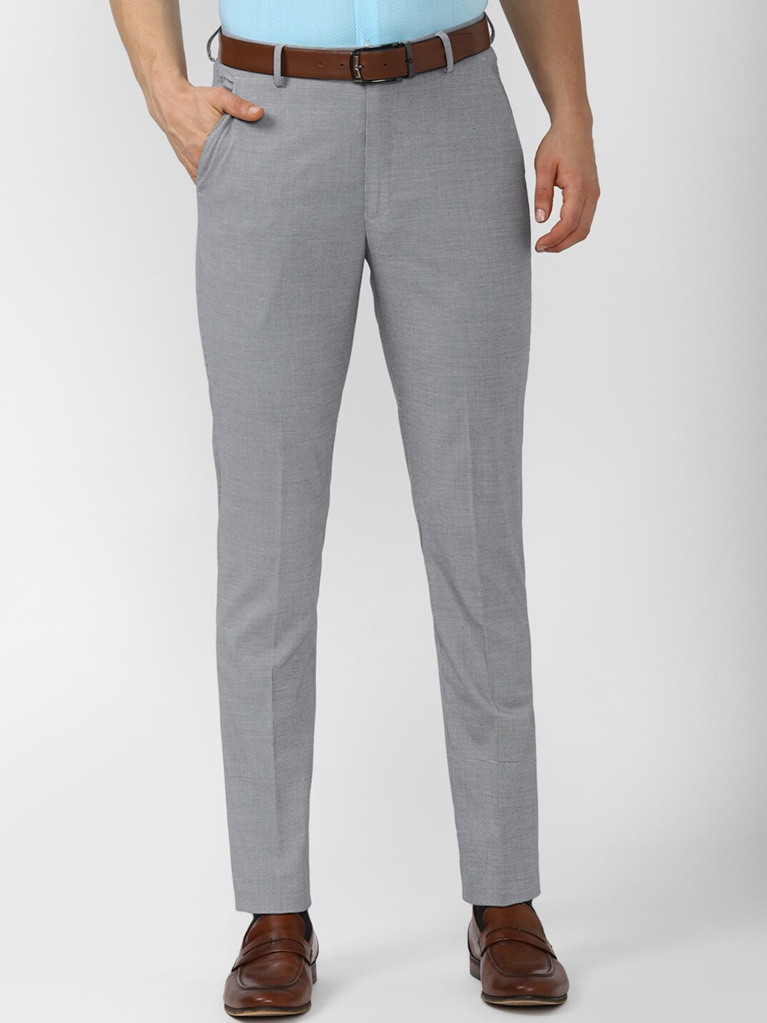 

Peter England Men Grey Slim Fit Trousers