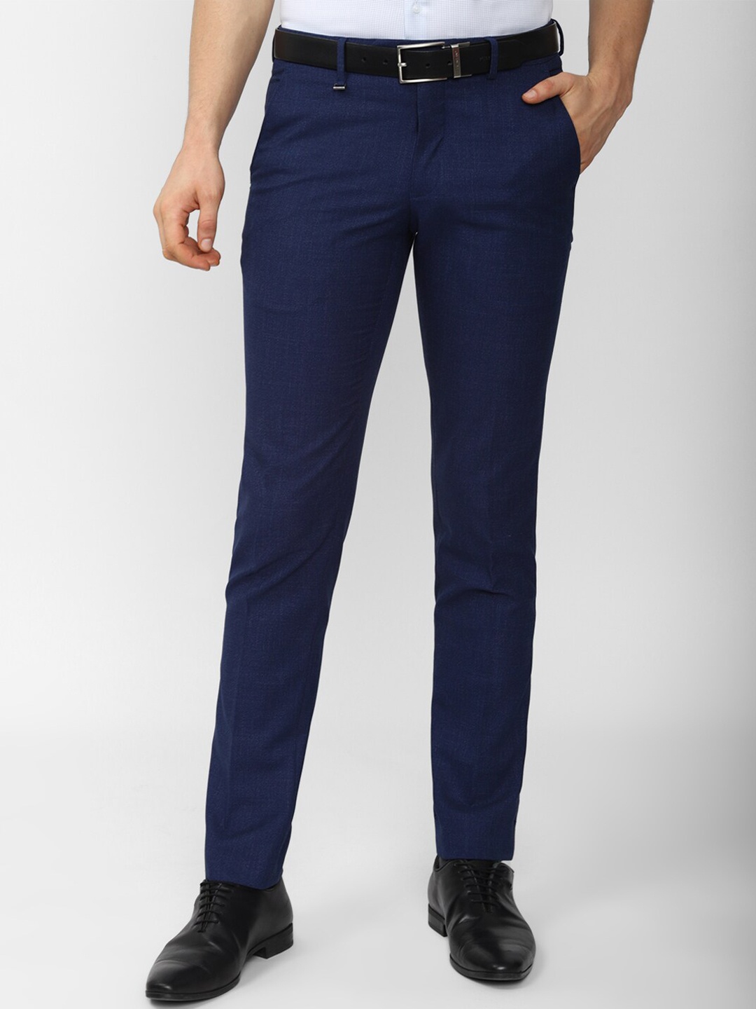 

Van Heusen Men Blue Textured Slim Fit Trousers