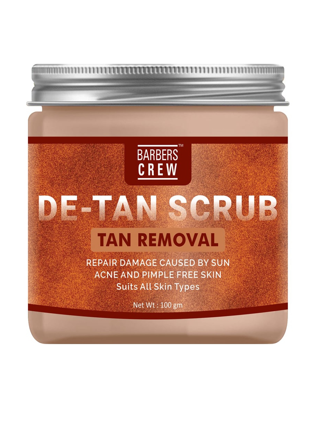 

Barbers Crew Tan Removal De-Tan Scrub for Pimple Free Skin - 100 g, Orange