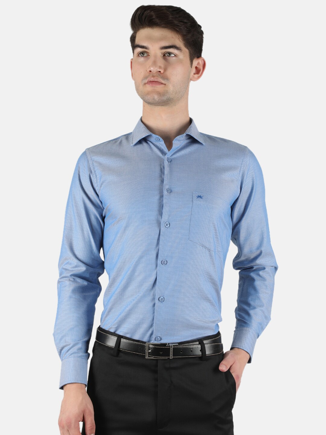 

Monte Carlo Men Blue Self Design Classic Casual Shirt