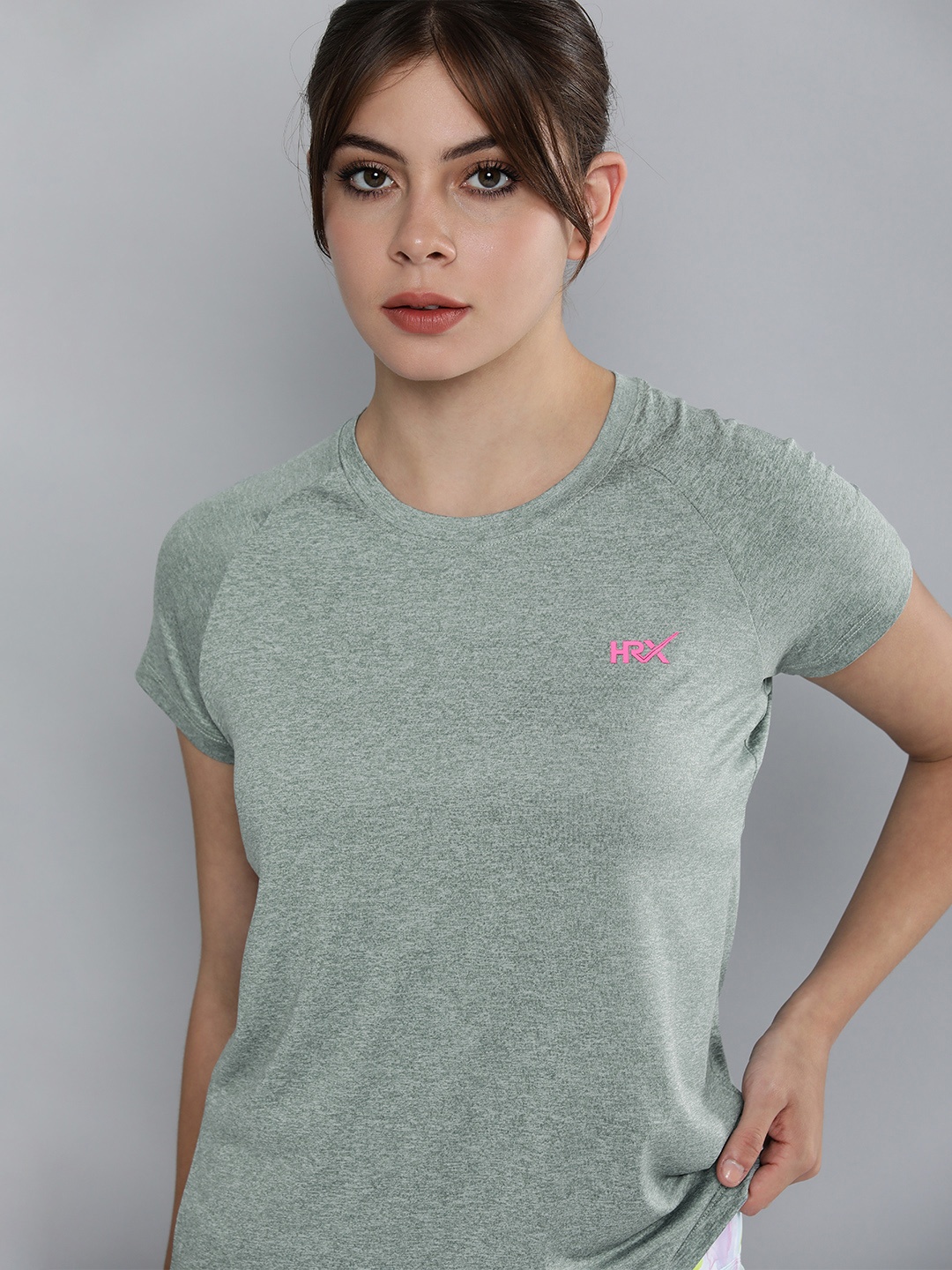 

HRX by Hrithik Roshan Women Sage Green Brand Logo Rapid-Dry Running T-shirt