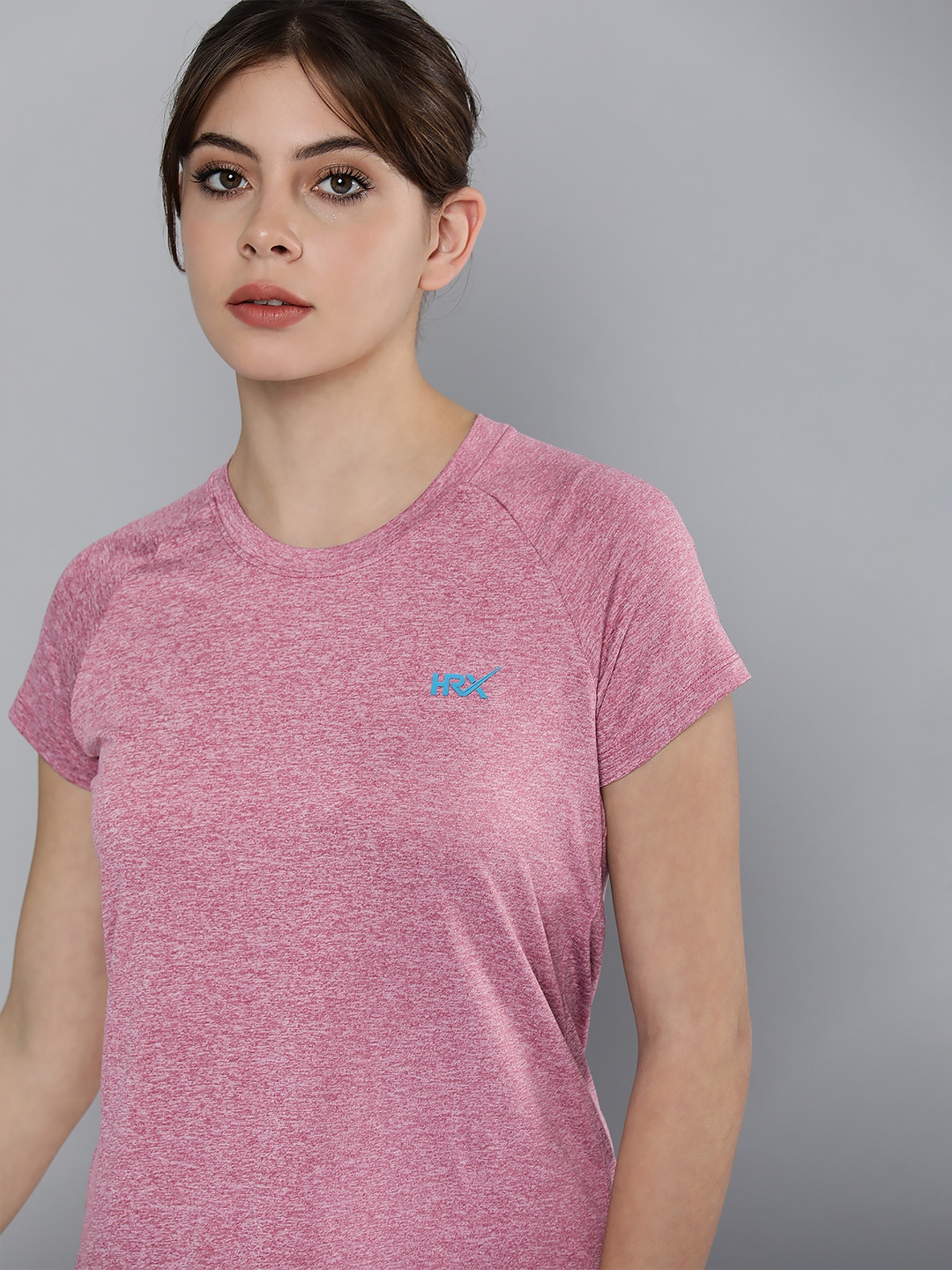

HRX by Hrithik Roshan Women Pink Brand Logo Print Rapid-Dry Running T-shirt