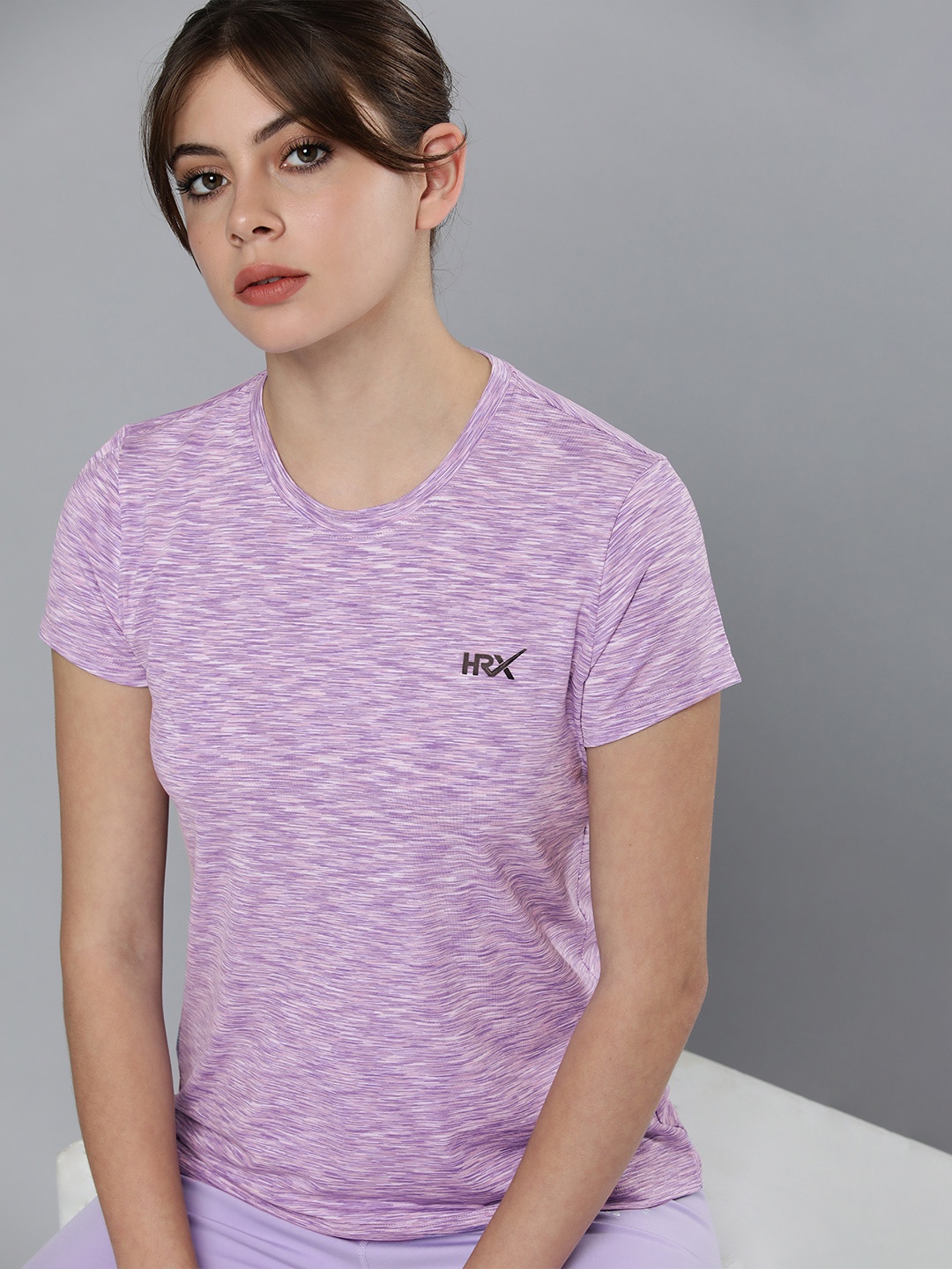 

HRX by Hrithik Roshan Women Purple Brand Logo Printed Rapid-Dry Running T-shirt