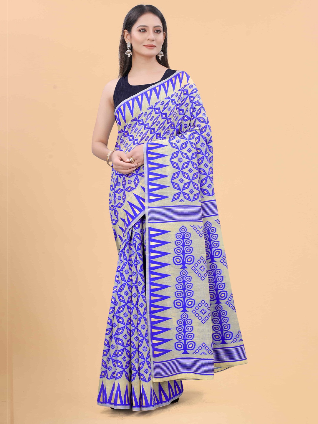 

Silk Land Purple & Green Woven Design Pure Cotton Jamdani Saree