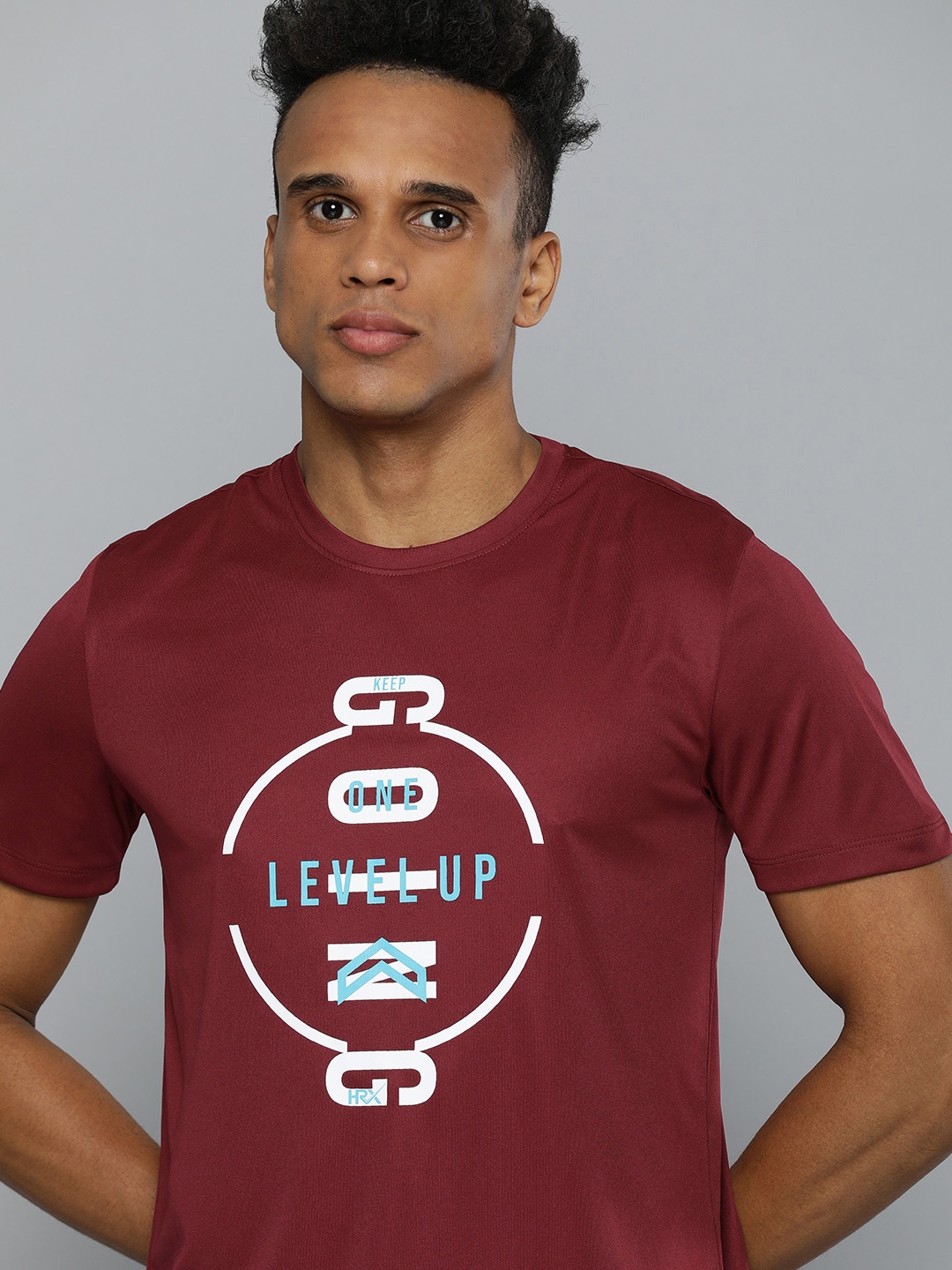 

HRX by Hrithik Roshan Men Maroon Typography Printed Rapid-Dry Training T-Shirt