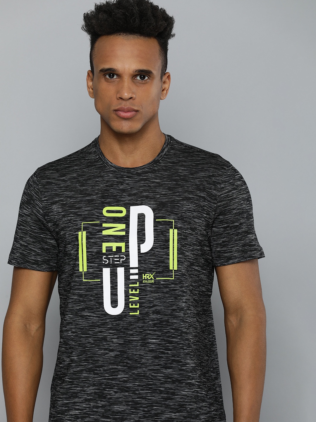 

HRX by Hrithik Roshan Men Black Typography Printed Rapid-Dry Training T-Shirt