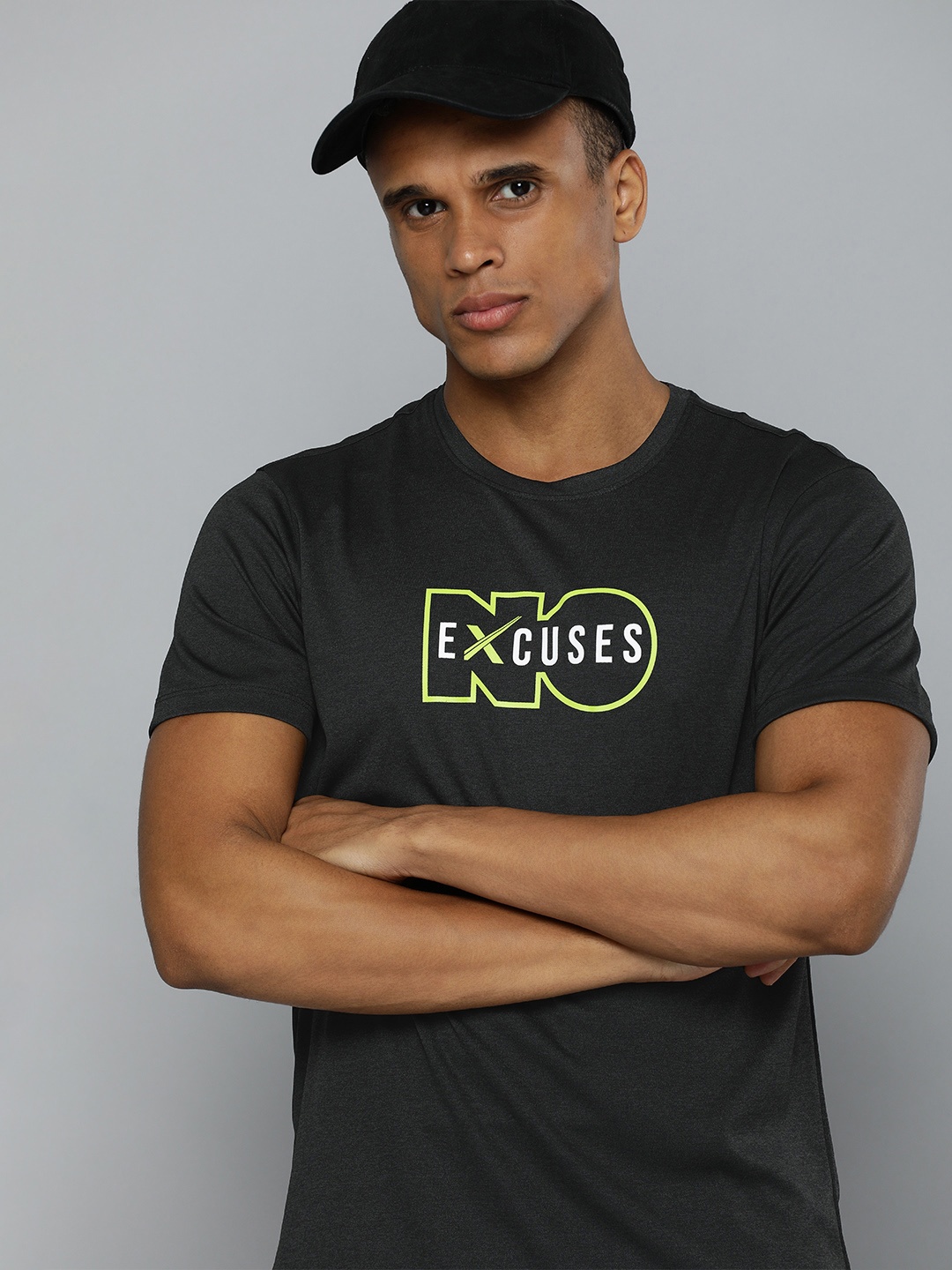 

HRX by Hrithik Roshan Men Black Typography Printed Rapid-Dry Training T-Shirt