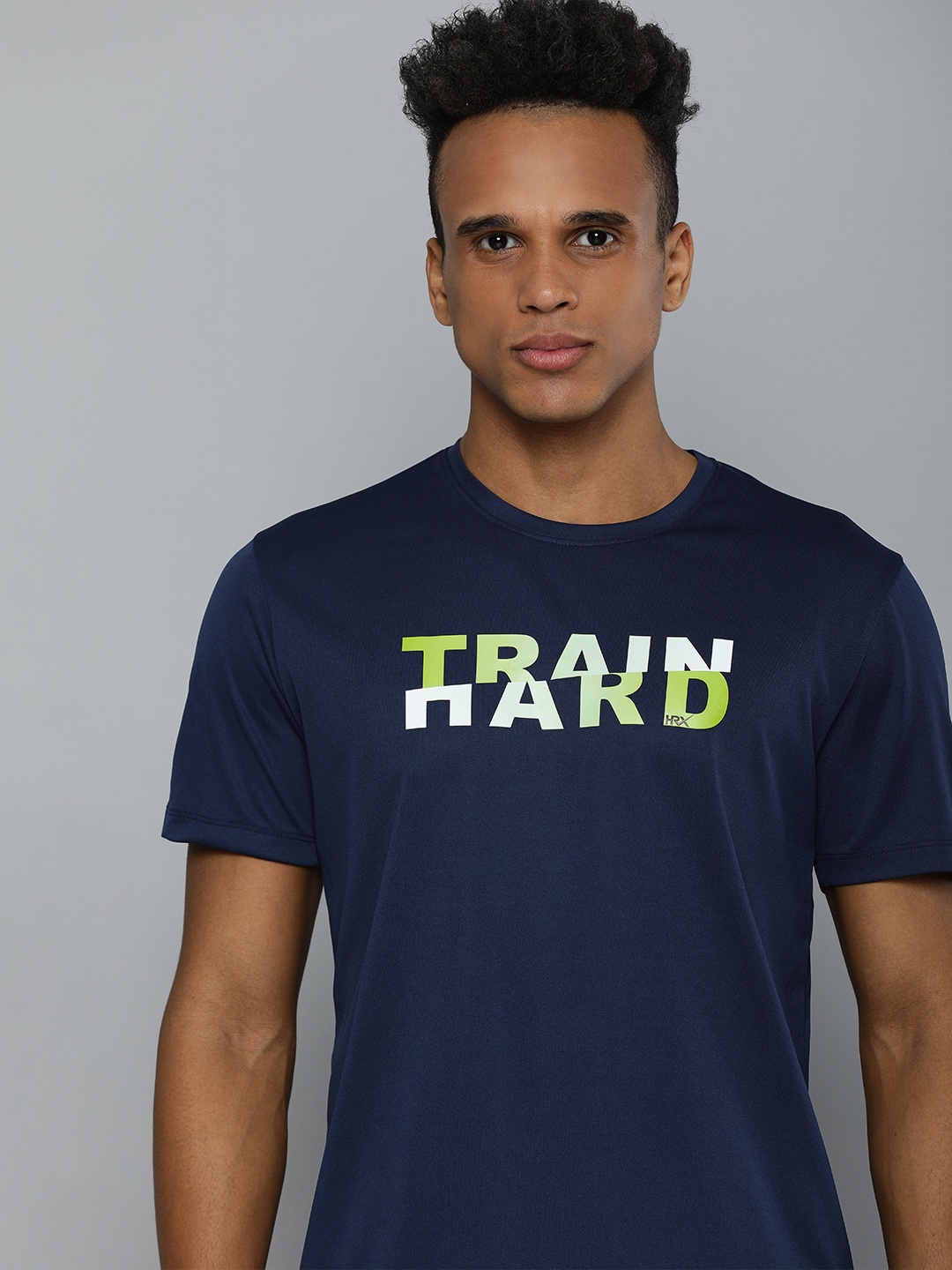 

HRX by Hrithik Roshan Men Navy Blue Typography Printed Rapid-Dry Training T-Shirt