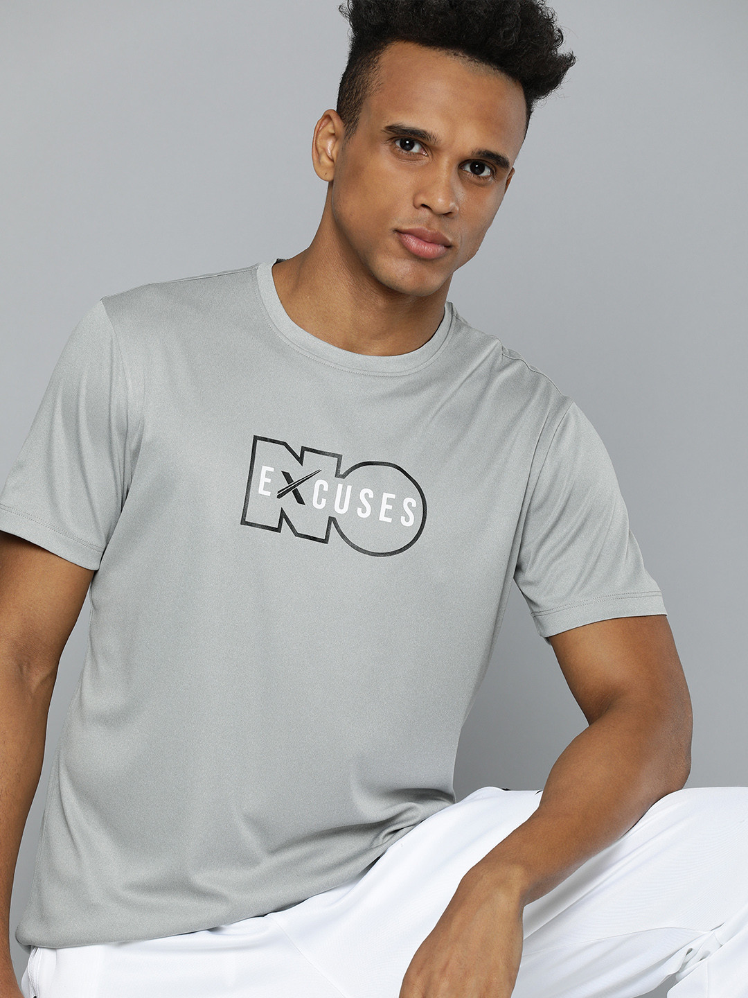 

HRX by Hrithik Roshan Men Grey Typography Printed Rapid-Dry Training T-Shirt