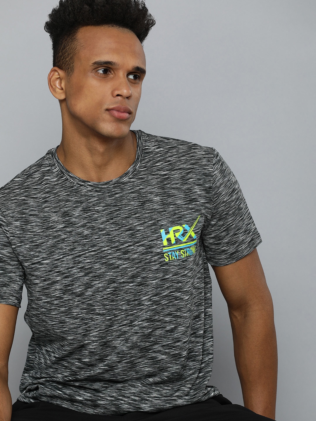 

HRX by Hrithik Roshan Men Black Brand Logo Printed Rapid-Dry Training T-Shirt