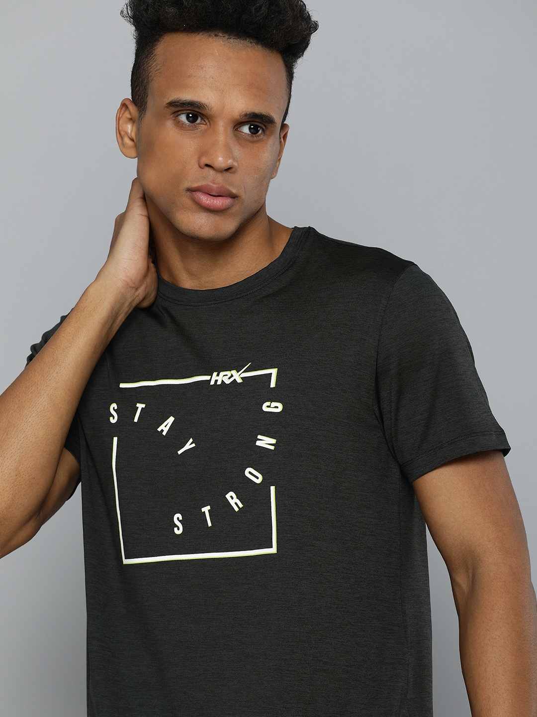

HRX by Hrithik Roshan Men Black Typography Printed Rapid-Dry Training T-Shirt